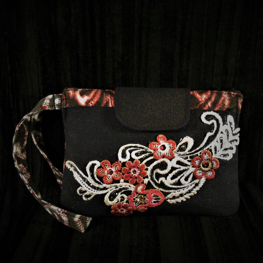handcrafted & handpainted wristlet